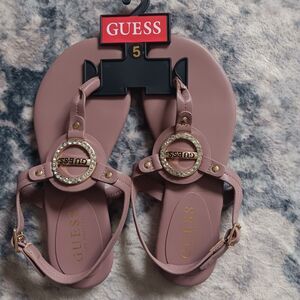 Guess Katy‎ Rhinestone T-Strap Sandal Mauve Size 5
